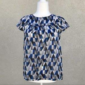 Theory Geometric Print Silk Blouse